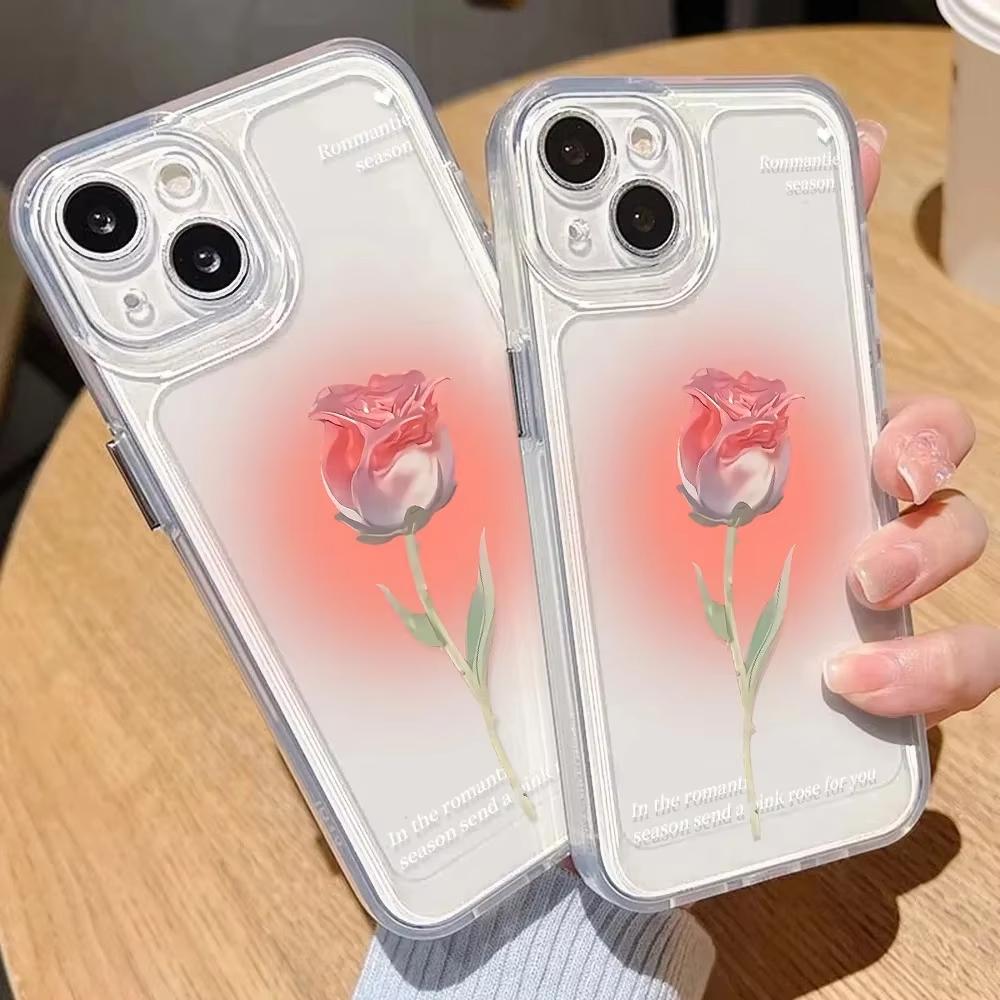 Beautiful Pink Roses Phone Case For Samsung Galaxy S26 S25 Ultra S24 S23 FE S22 S21 Plus S20 A73 A72 A71 Clear Bumper Cover
