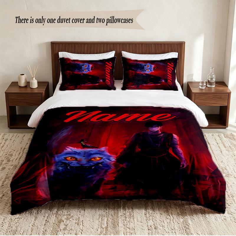 jinu Personalized Custom Name 3‑Piece Bedding Set Soft Duvet Cover Set For Bedroom Home Decor