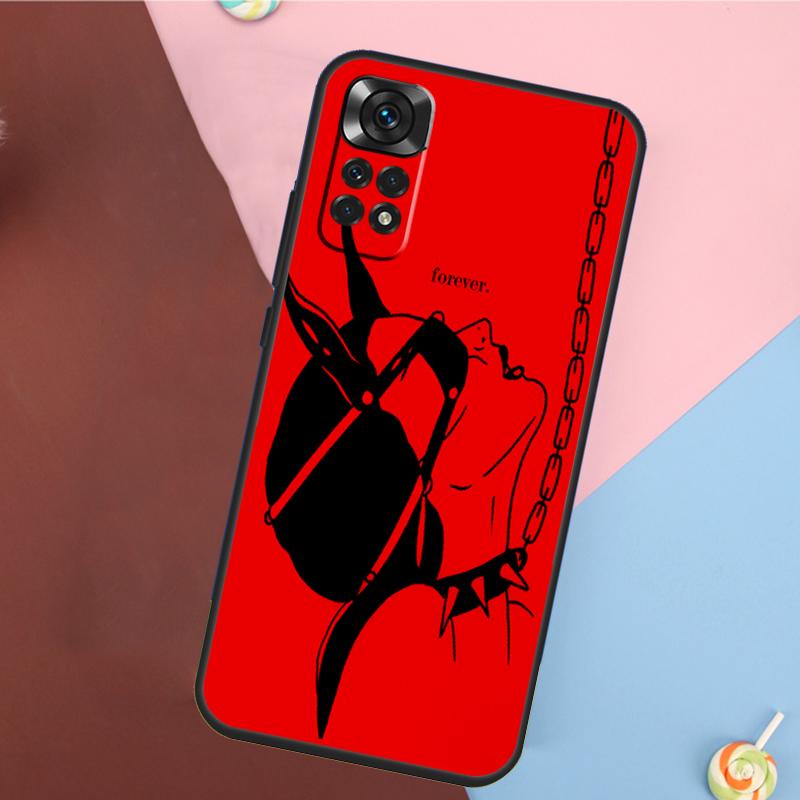 Red Aesthetics Doodles Art Cover For Xiaomi Redmi Note 14 13 12 9 10 11 Pro 9S 10S 11S 12S Redmi 14C 10C 12C 13C Case