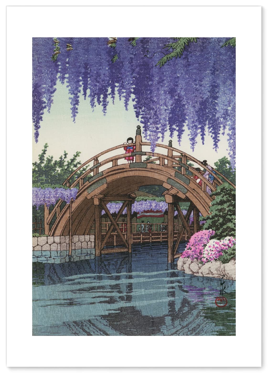 

Kawase Hasui Poster Reproduction: Wisteria at Kameido, A2 Size (Made in Japan), Japanese Painting, Interior Decor, Wallpaper, Art Poster