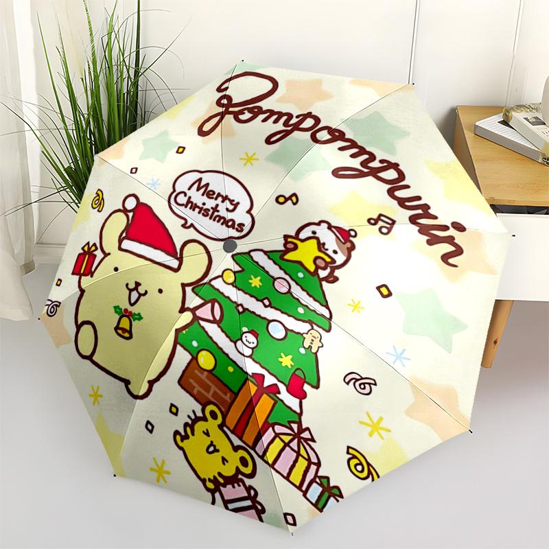 

1pc Pompompurin Christmas Edition Automatic Opening/Closing Umbrella with Foldable Design and Iron Frame - Perfect Gift for Fans, Travelers, and Daily
