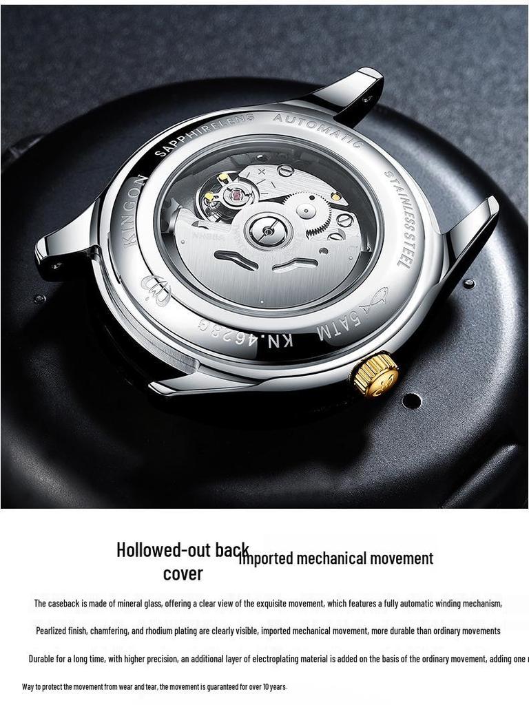 Men's Swiss Automatic Mechanical Business Watch – Simple, Luminous, Waterproof.