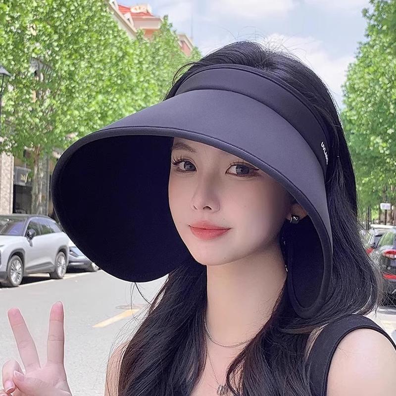 Summer Casual Empty Top Sun Hats Portable Wide Large Brim Cap Uv Protection Foldable Visors Women Sunshade Beach Hiking Hat