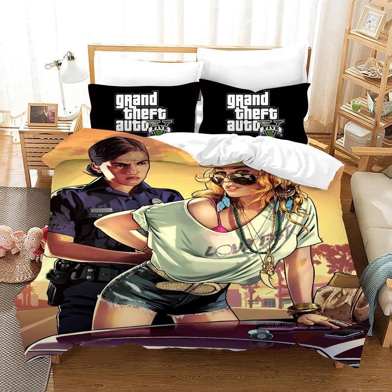 Exquisite Game GTA V printed Bedding Set Duvet Cover Set 2/3pcs For Boys girls Adult Bedroom Decoration Single Twin Full size