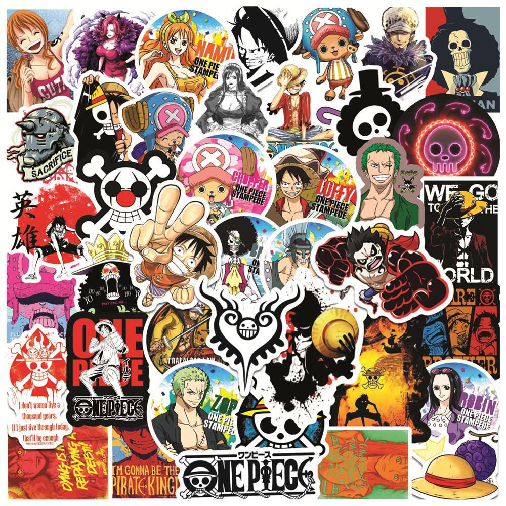 50/100pcs ONE PIECE Anime Stickers Cool Cartoon Decals Kid Toy DIY Stationery Suitcase Car Bike Waterproof Classic Manga Sticker