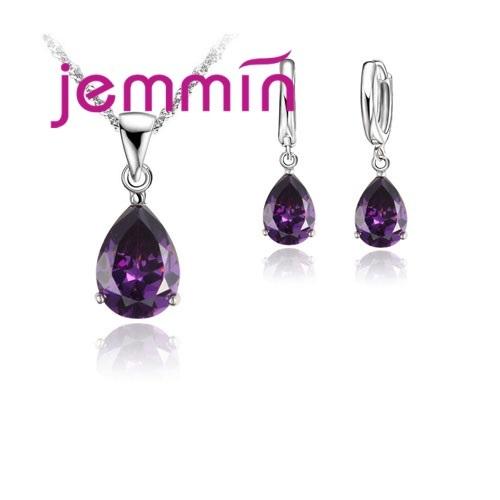 European Brand JEMMIN Rainestone Pendant Necklace/Earring Women Jewelry Sets Wholesale