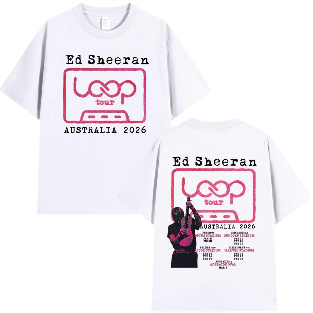 Ed Sheeran Loop Tour Australia Tour Merch T-shirt Men's Women Clothing Fashion Hip Hop Cotton Oversized T Shirts