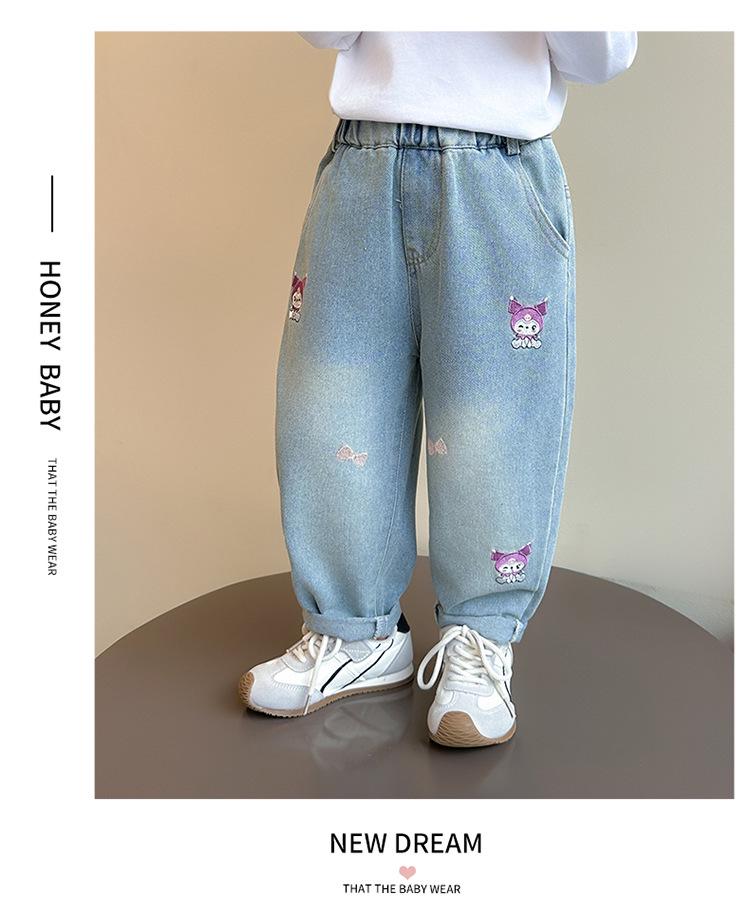 Kuromi Girls' Loose Fit Jeans, Spring/Autumn 2025 Fashionable Style