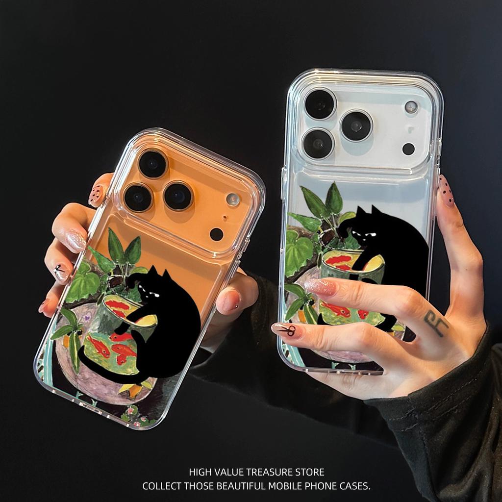 Cool Cat Transparent Case For iPhone 16 Pro 15 14 13 12 11 17 Pro Max 7 8 Plus XS 16E Silicone Shockproof Clear Soft Cases Cover