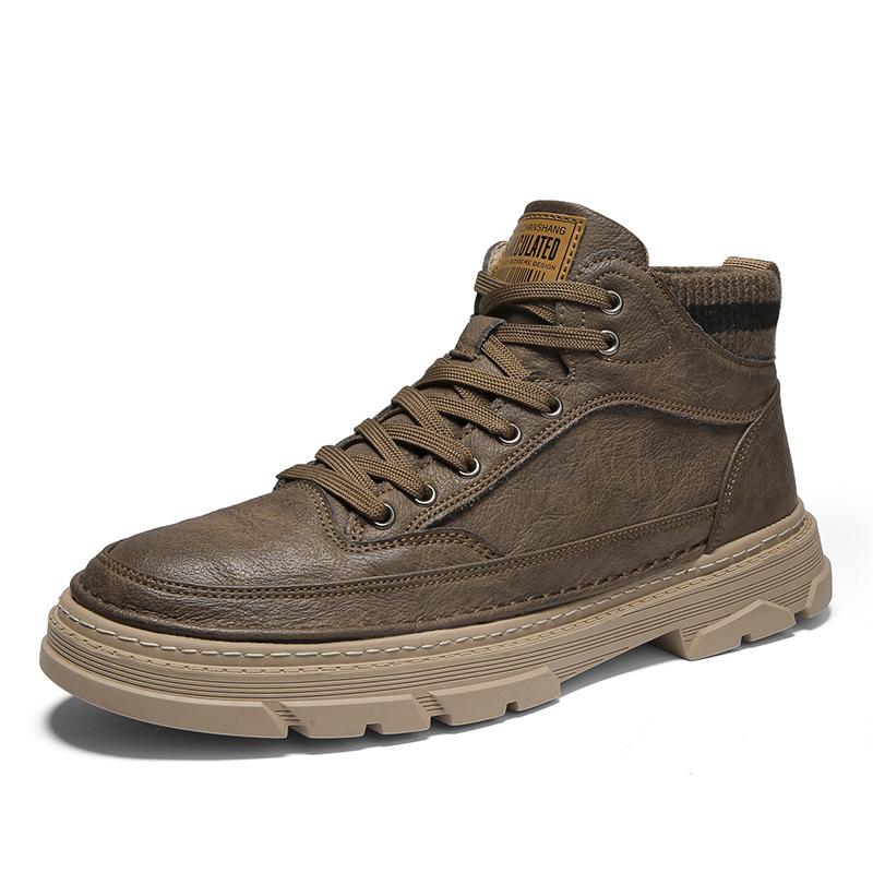 Men's shoes autumn Martin boots high-top British versatile boots winter shoes new retro casual mid-top short boots