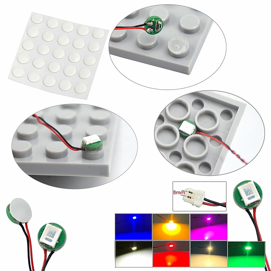 DIY 0.8mm Pin 1x1 1x2 1x4 Length 50cm SMD LED 2835 Remote Control Building Block Flash Lamp City Street Light Bricks