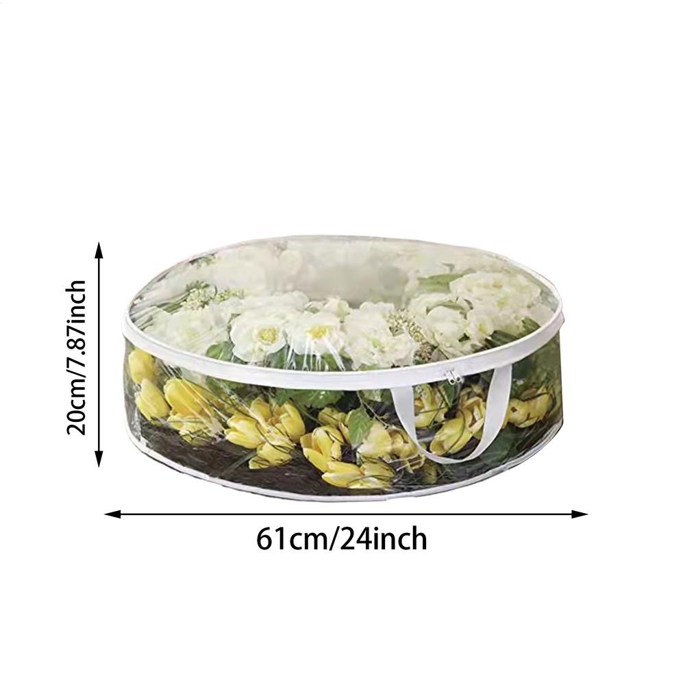 Christmas Wreath Storage Bag Lattice Wreath Dustproof Bag Seasonal Holiday Wreath Storage Container with Handle and Zipper