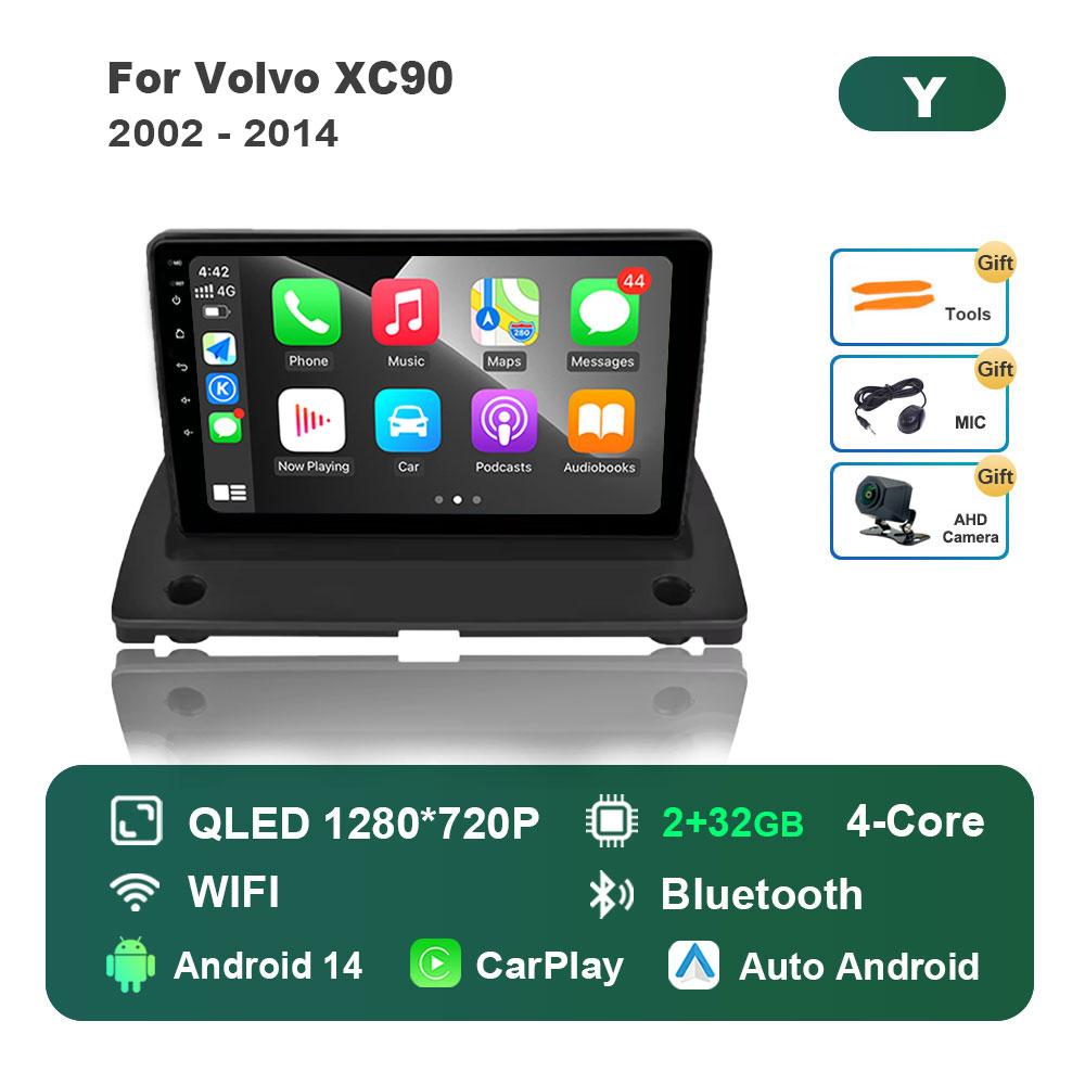 Bluetooth WiFi GPS Navigation Android 14 System for Volvo XC90 2002 - 2014 IPS Touch Screen Car Radio Multimedia player 4G