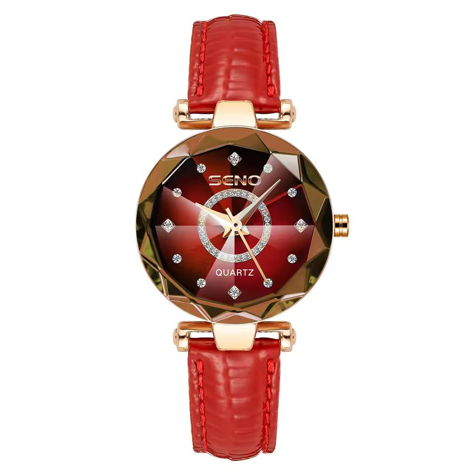 Luxury Elegant Women's Watch Rhinestone Ocean Heart Waterproof Rose Gold Stainless Steel Quartz Women's Fashion Birthday Gift