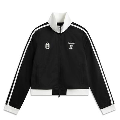 Sports Lifestyle Series High Street American Vintage Casual Simple Color Block Stand Collar Zipper Sweatshirt Women Sweatshirt Black AWDVC04-1