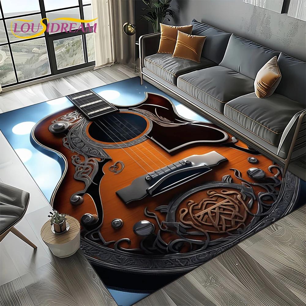 27 Style New Skull Electric Guitar Classical Guitar Carpet Rug for Living Room Bedroom Home Sofa,kid Area Rug Non-slip Floor Mat
