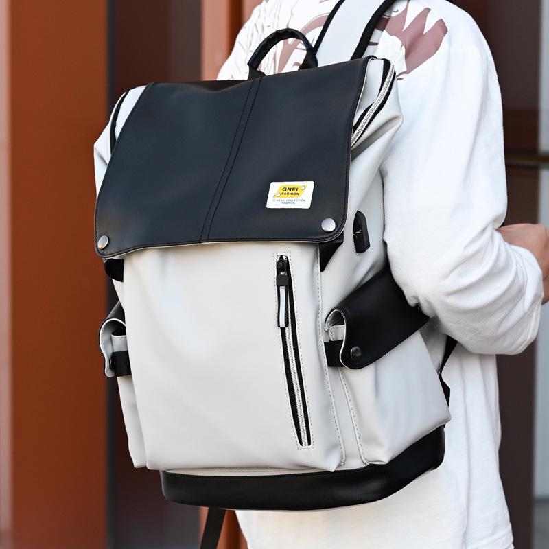 Men's Large Capacity Travel & Laptop Backpack - Trendy Fashion PU for Business & School