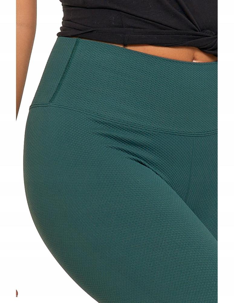 Women's Sports Leggings High Waist Ribbed Stylish MORAJ XXL/3XL green