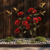 Bee Watering Station Red Flower Hummingbird Feeder with Ground Stake Metal Bird Feeder Yard Art Decoration for Outdoor Lawn Patio Feeding