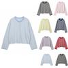 Damen gestreifter Strickcardigan Langarm Knopfleiste Rundhalsausschnitt Pullover für Freizeit Alltagsbekleidung
