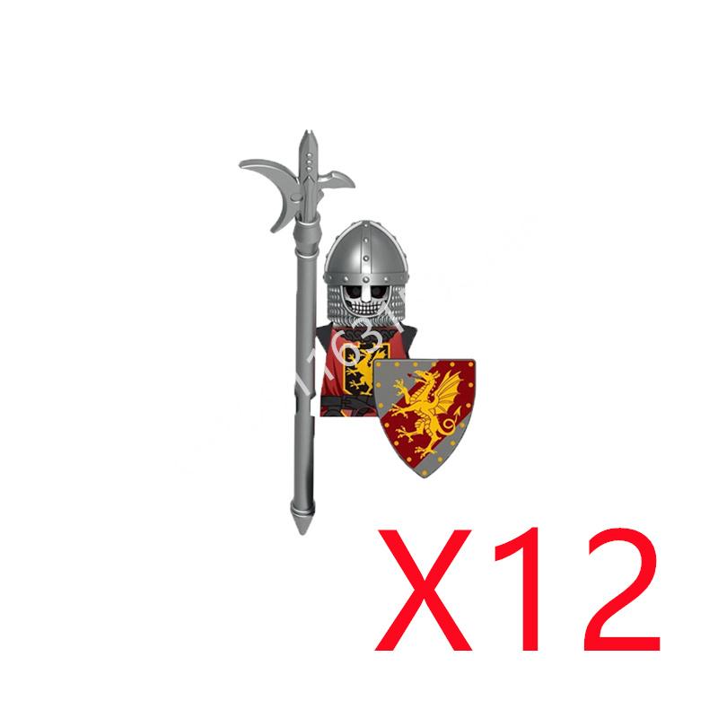 Kompatybilne MOC Średniowieczne Klocki Budowlane Postacie Żołnierze Smoczy Rycerze Czarny Lew Orzeł Zabawka Prezent Klocki Rolnik Żołnierz X048