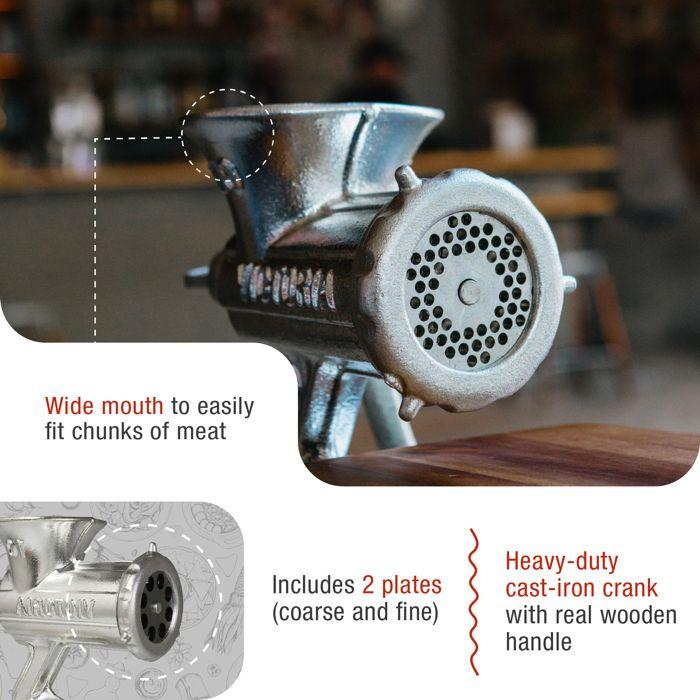 Hachoir à Viande Manuel, Poussoir Saucisses, Chorizo, Hachoir à Saucisses, Fonte Victoria 30049 Chromé