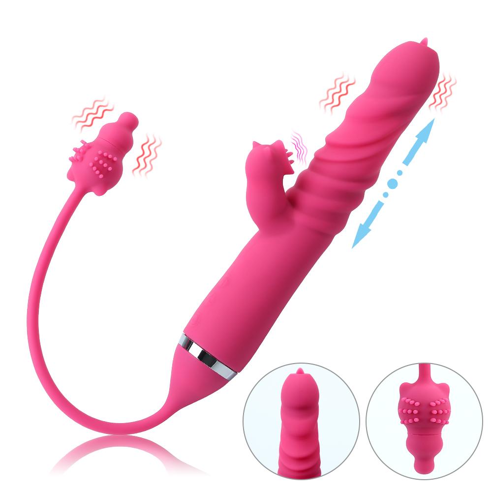 3 Modi Teleskopdildo G-Punkt-Massage 10 Frequenz Sexspielzeug für Frauen Zunge lecken Vibrator Vagina Klitorisstimulator