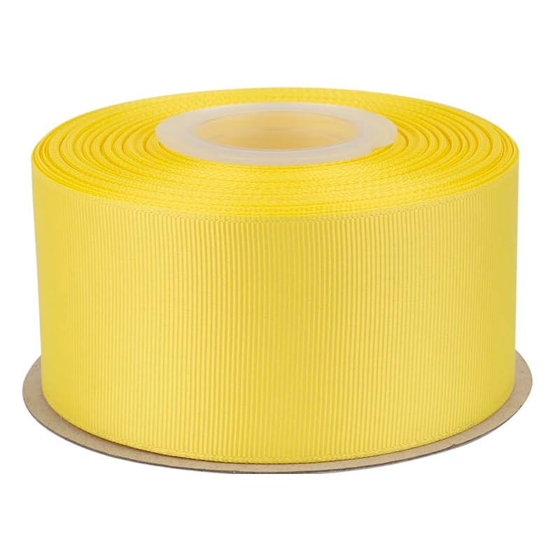 

[Tekdeere]Width 50mm solid lemon grosgrain ribbon, perfect for gift wrapping, sewing, hair accessories, wedding decorations - 22 meters/roll