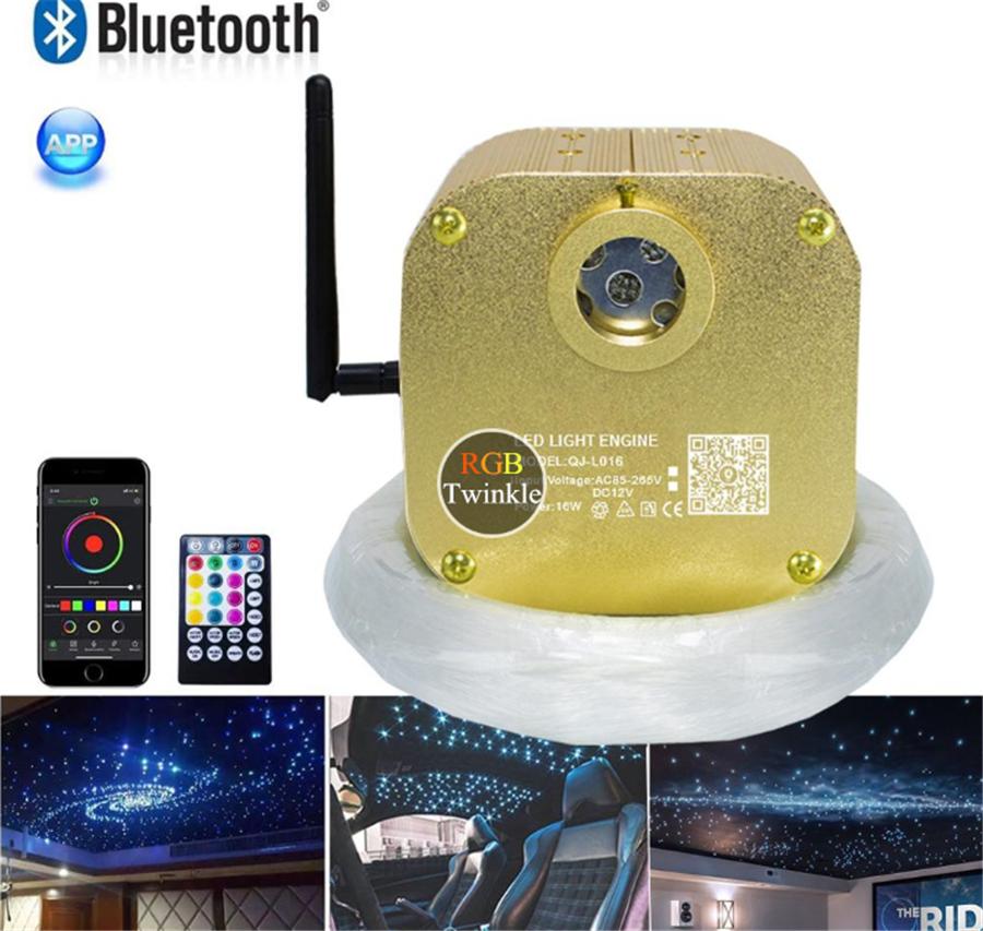 CAR 16W Twinkle RGBW Fiber Optic Light Bluetooth Remote Music Control Star Ceiling 300pcs 2M Cable