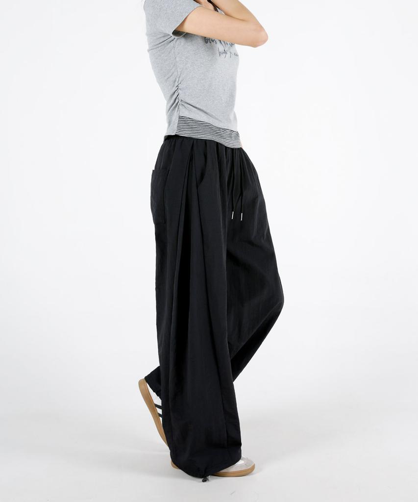 UMM Women'S Long/Short Selection Side Pintuck Wide Pants 3 Colors