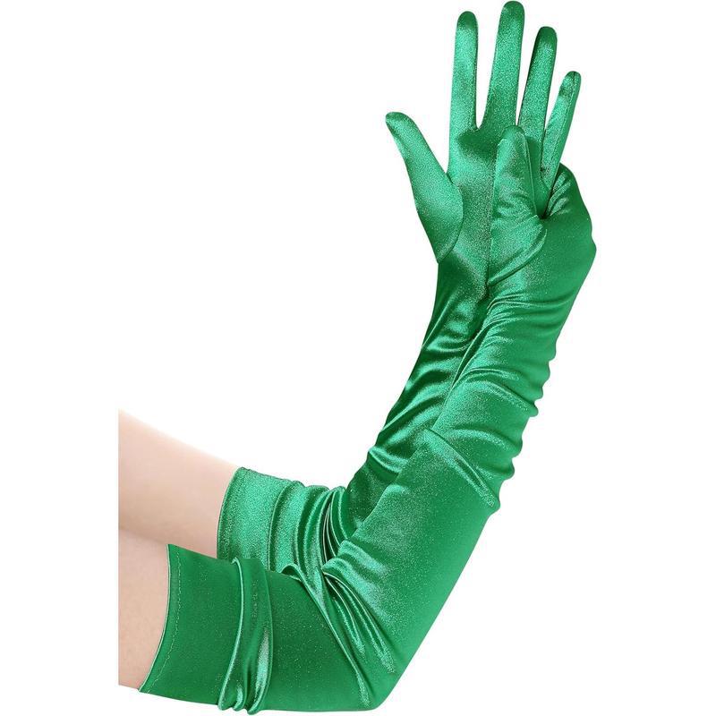 Mary 1920s adult long opera party satin tea party gloves темно-зеленого