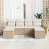 Garden Sofa Set with Cushions 6 Pcs Beige Poly Rattan
