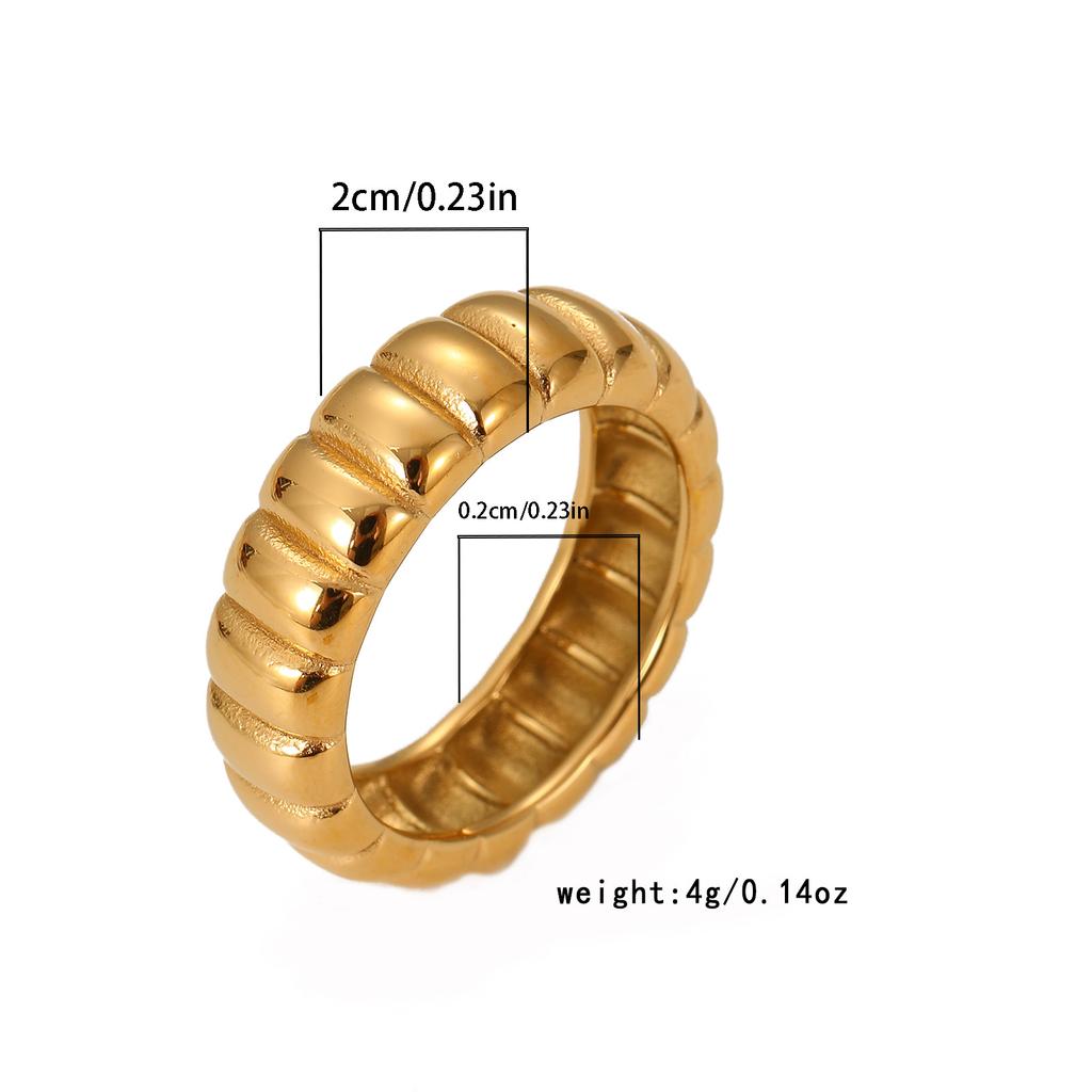 Vintage Gold Light Luxury Ring, Titanium Steel Non-fading Plain Ring, Female Niche Setting, Student Ring Ins Tide