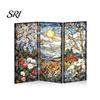 Colorful Folding Screen Mini Decorative Stained Glass Effect 3 Panel Divider Acrylic Desktop Office Desk Decoration Ornament for Home Living