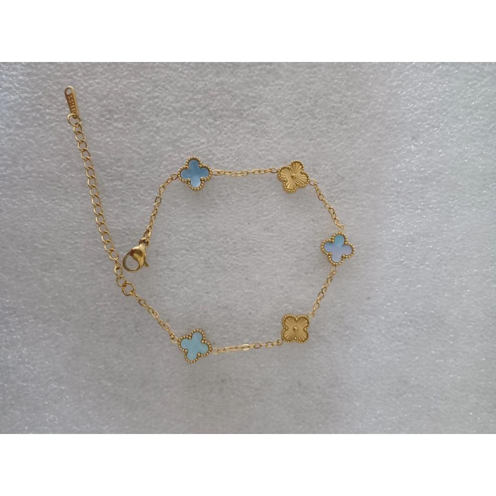 

Мини-версия браслета «Счастливый четырехлистный клевер» 9 мм, двухсторонний перламутровый цветок с радием, модный браслет 18 карат 18K