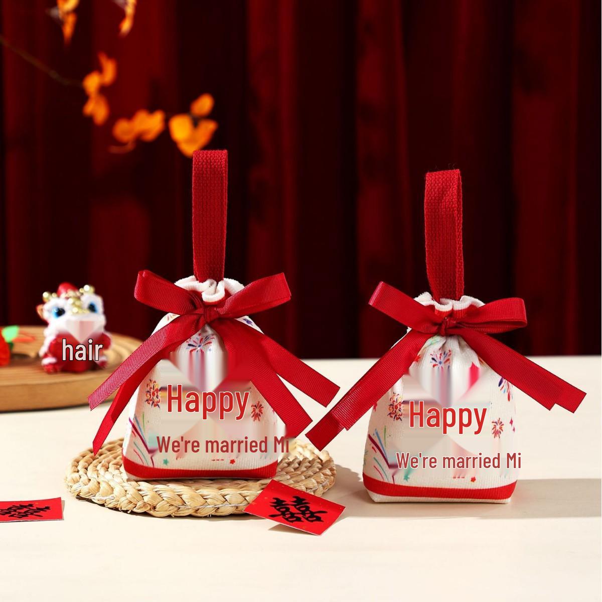 New Style Wedding Favor Candy Bags & Boxes - Chinese Packaging, Engagement Gifts, Cloth Bags Thick Velvet Candy Bag (No Folding Required)
