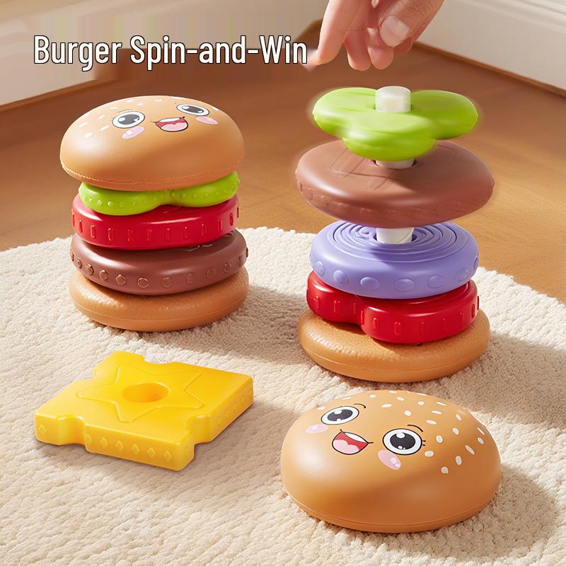 Rotating Hamburger Stacking Toy - Educational Early Learning Gift for Infants and Toddlers