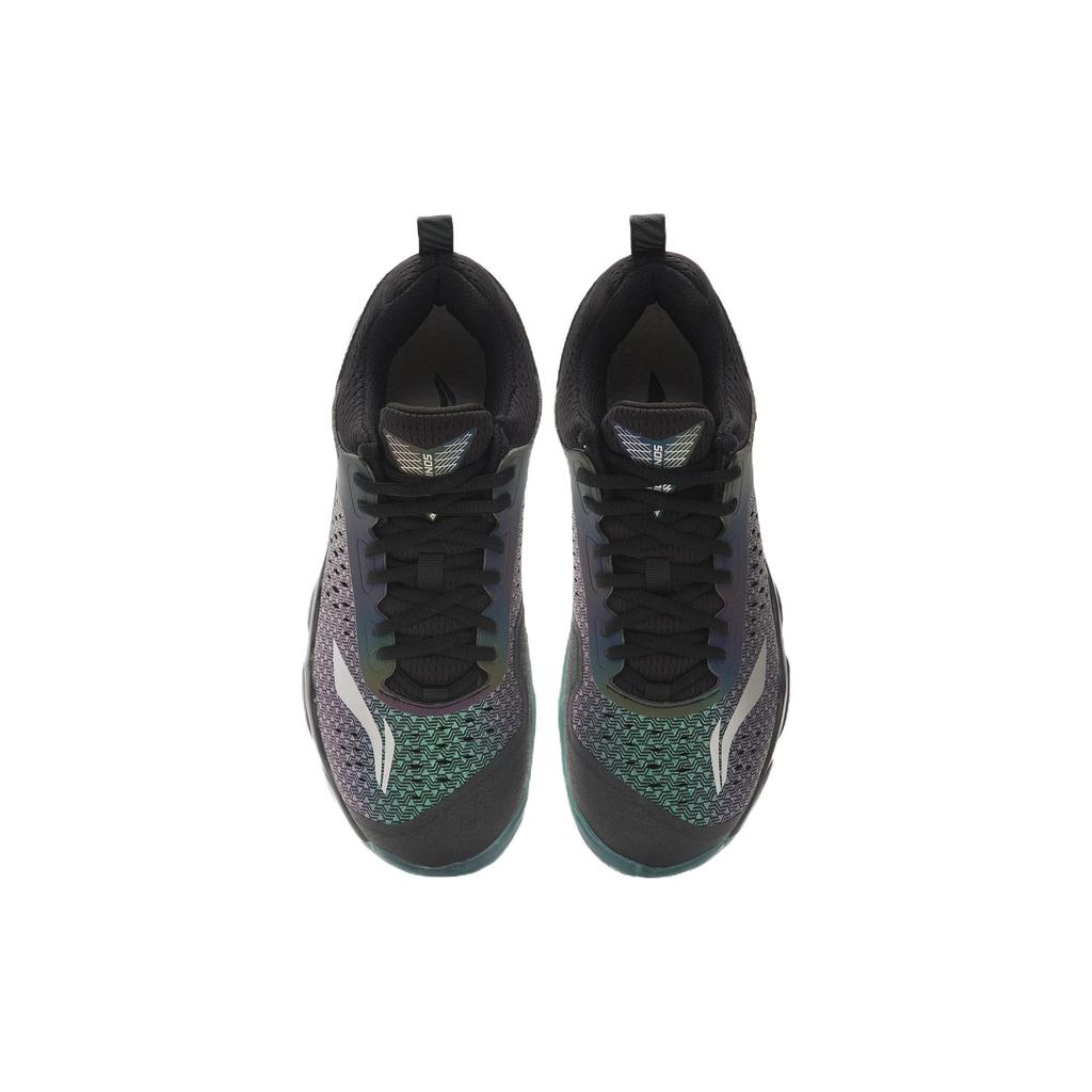 Li Ning Sonic Boom 1.0 Amorti Dégradé Antidérapant Résistant à l'Abrasion Basse Tige Chaussures de Badminton Homme Noir Bleu AYZN009-16
