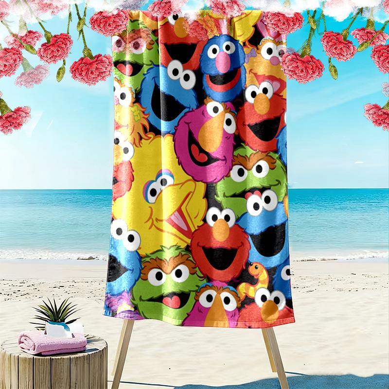 Sesame-Street Print Beach Towel, Large Soft Quick Dry Towel for Beach Camping Swimming