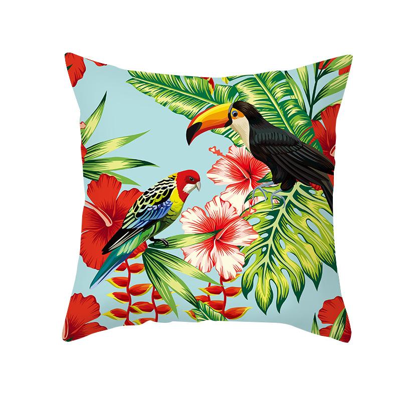 Peach Skin Printed Pillowcase Small Fresh Nordic Green Plant Sofa Cushion Cushion Cover Home Supplies