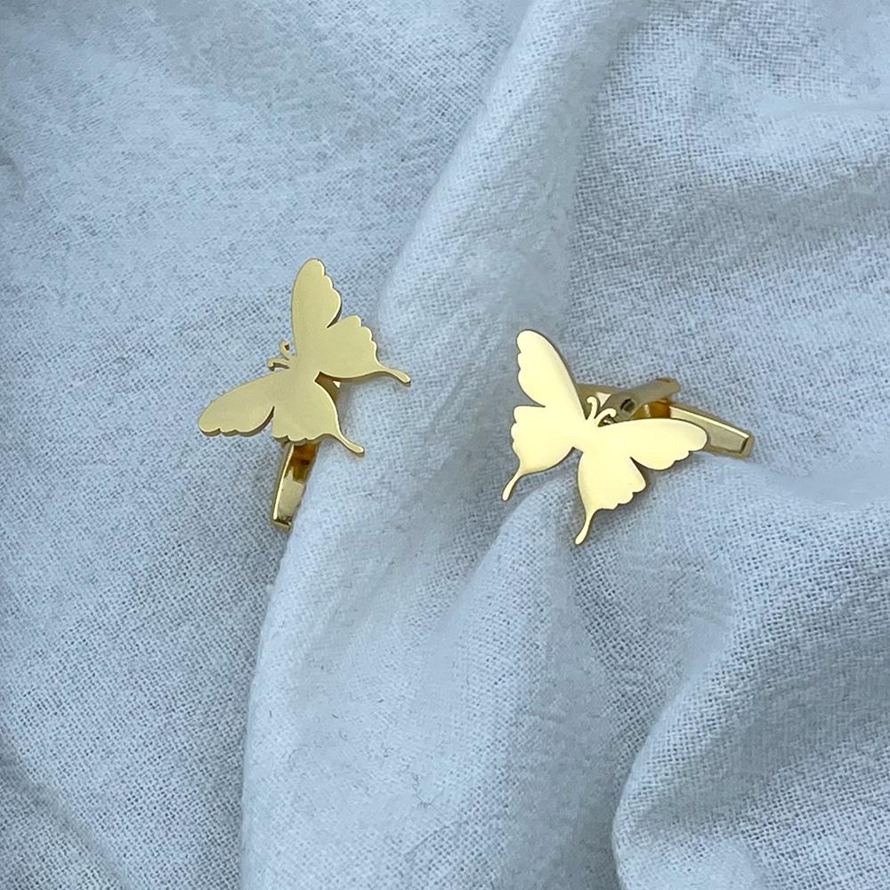 Men's Cufflinks Butterfly Cufflink Business Suit Shirt Cuff Links Men Stainless Steel Jewelry Accessories Groomsmen Wedding Gift