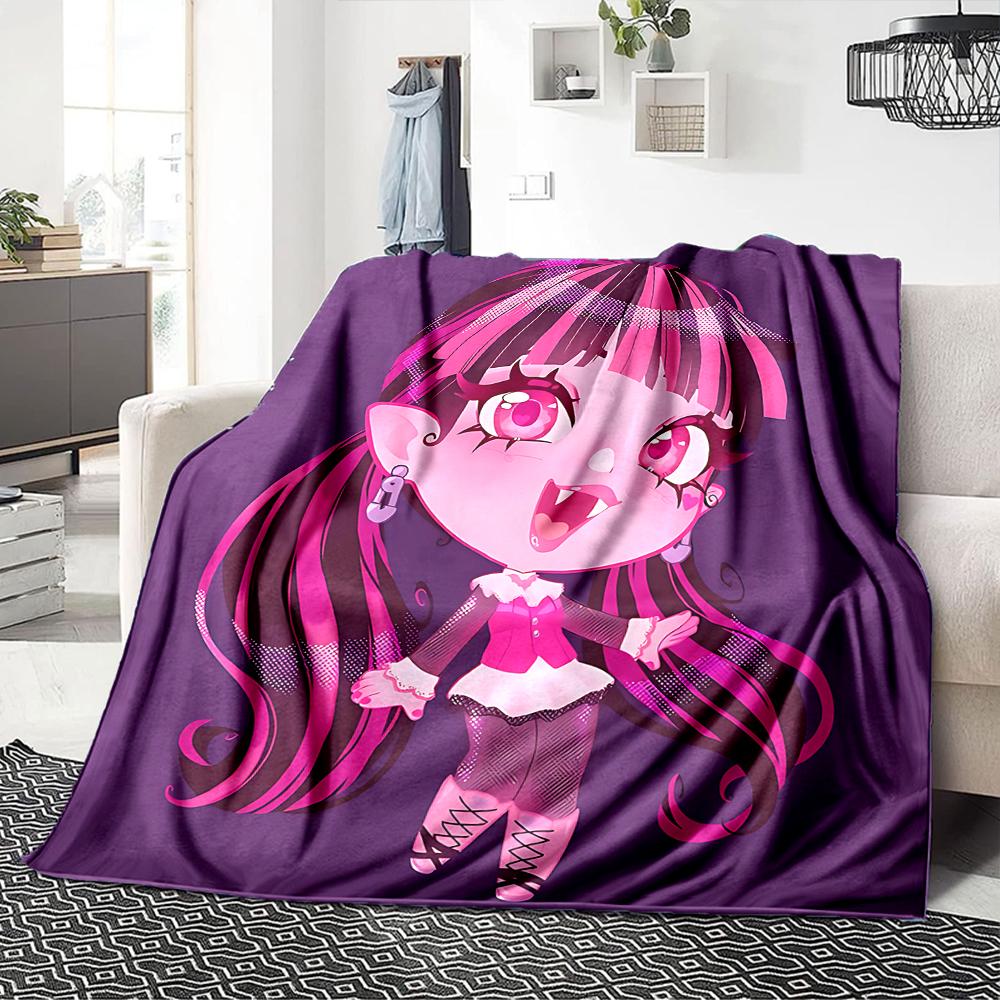 1Pc Monster High Creatures Blanket For Couch Bed Plush Cozy Fuzzy Blanket Super Soft Warm Blankets For Fall And Winter 091829