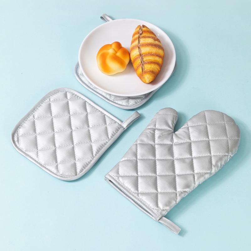 סט אחד כפפות תנור כפפות מיקרוגל כפפות עמידות לטמפרטורה גבוהה כפפות פוליאסטר כלי אפייה למטבח