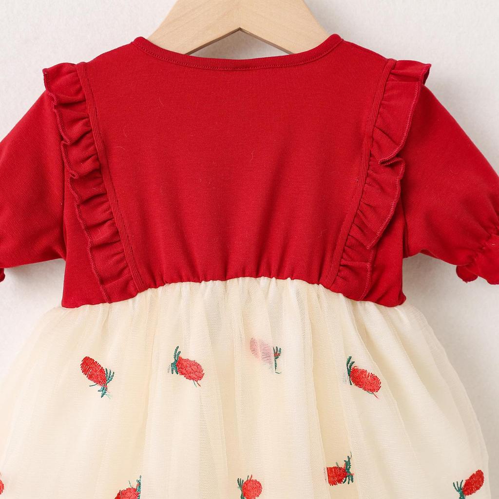 1547 Nový styl dívčí letní šaty s ananasovou síťovinou patchwork 2025