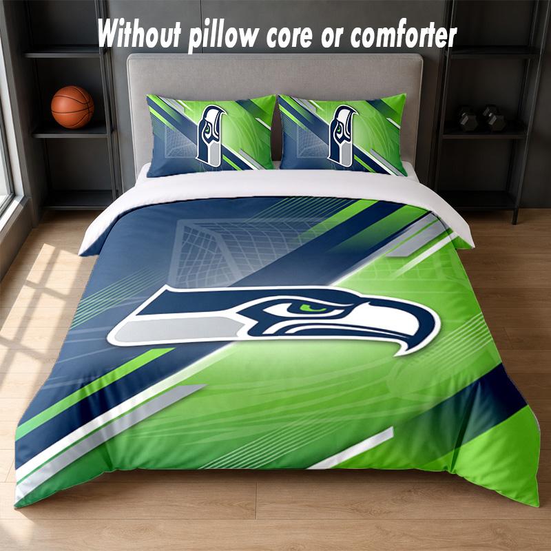 Seattle Seahawks Design Bed Bedding Set 1 Duvet Cover + 2 Pillowcases Soft Breathable Household Bed Linens