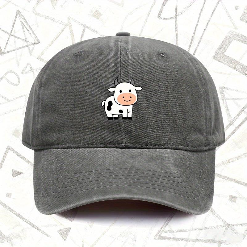 pc Cartoon Cow Vintage Washed Hat Mens and Womens Solid Baseball Cap Suitable for All Seasons Ideal Gift for Weddings P