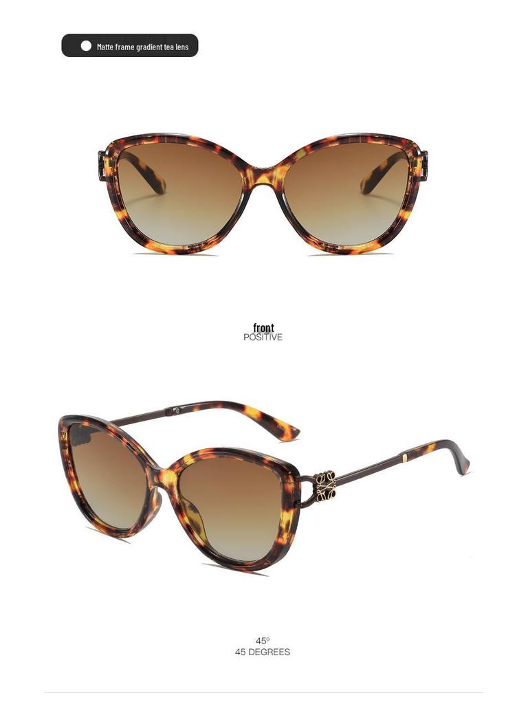 Women's Retro Cat Eye UV Protection Sunglasses with Metal Temple Hollow-out Design