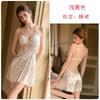 Women's Silky Satin Heart Sheer Mesh Low Cut Push Up Padded Cutout Backless Sleep Dress with Robe