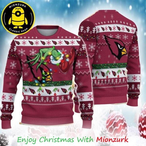 

Arizona Cardinals Special Grinch’s Hand Football NFL 2025 Xmas Ugly Sweater Unisex T-Shirt XL
