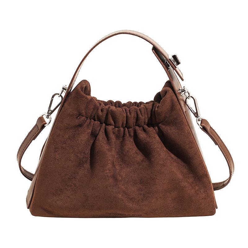 New solid color fashion women's bag retro cloud pleated bag hand carry underarm bag shoulder bag messenger bag